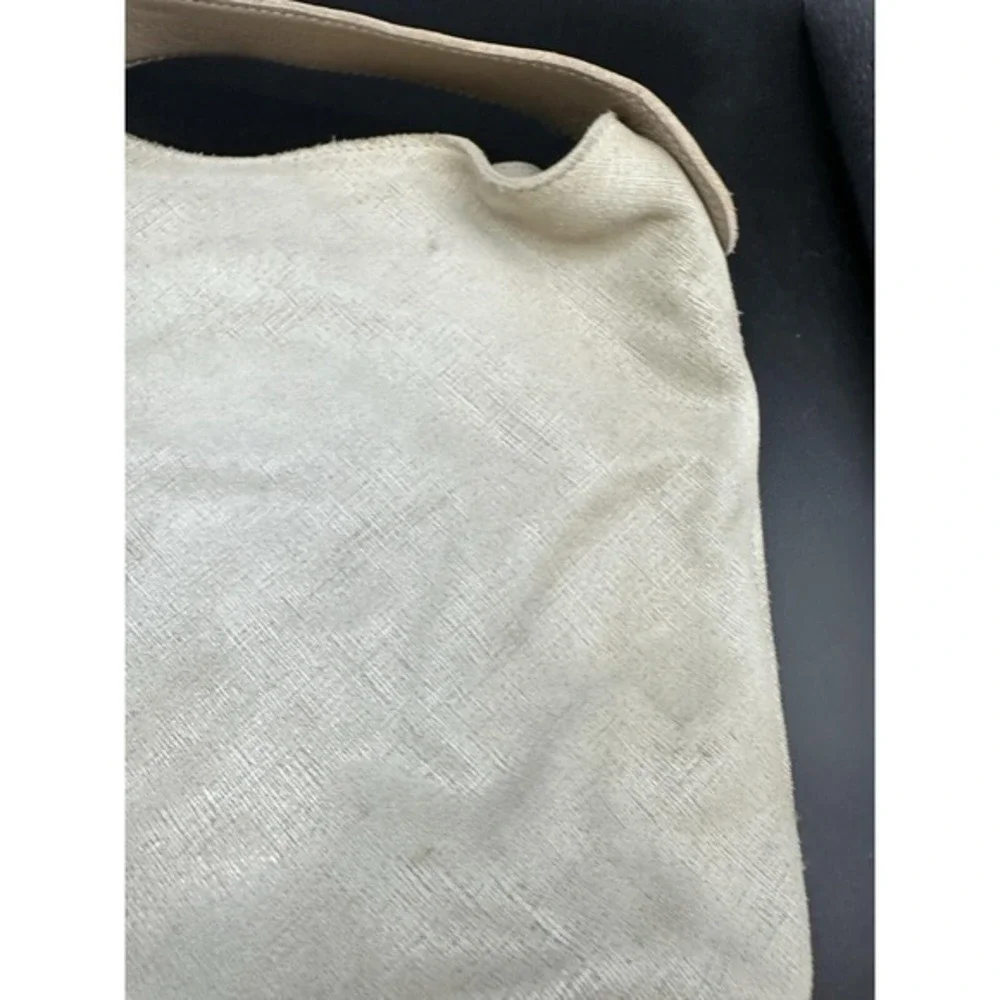 Innue Beige White Metallic Leather Hobo Bag Made in‎ Italy Large